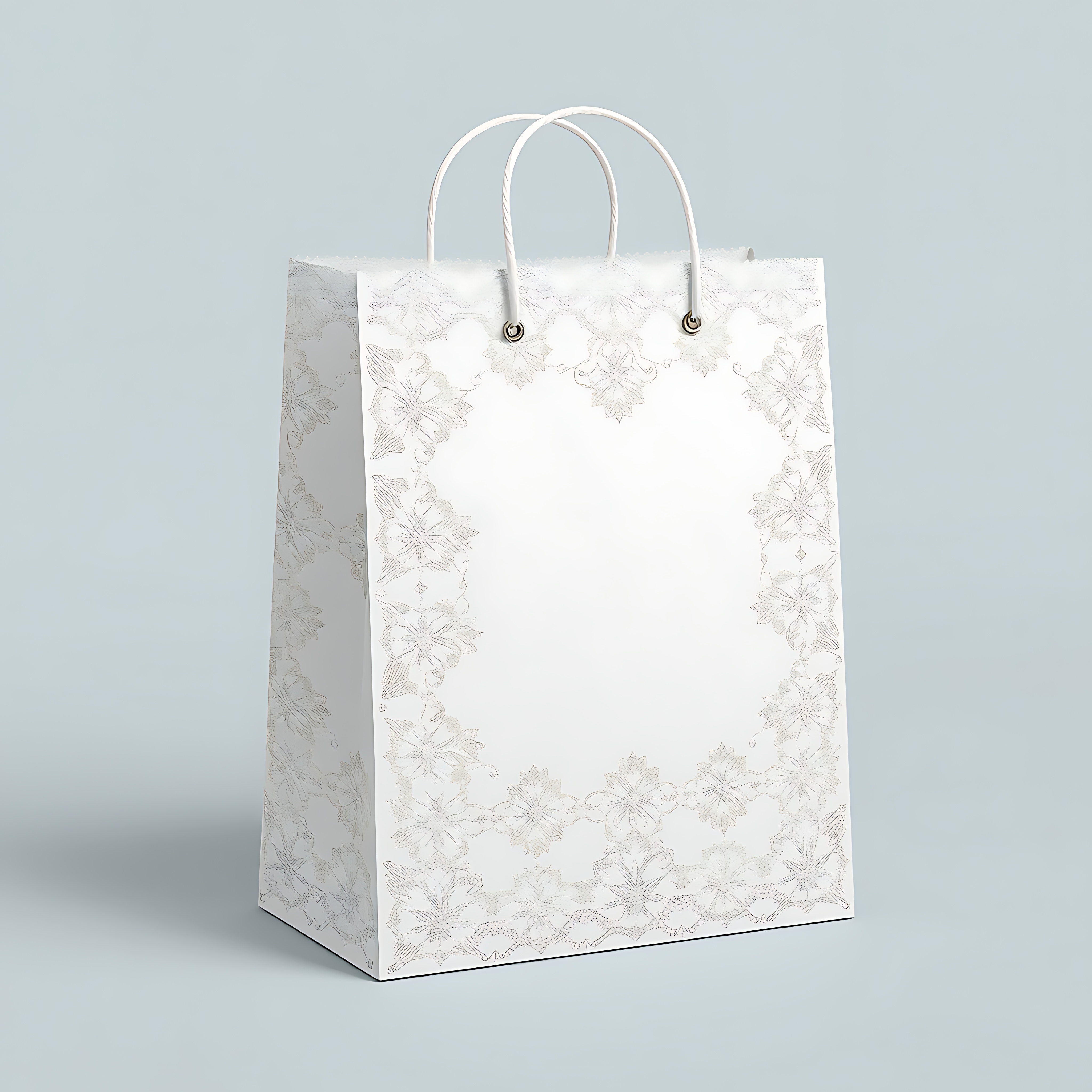 Onkar Paper Products bag mockup on a wooden surface.