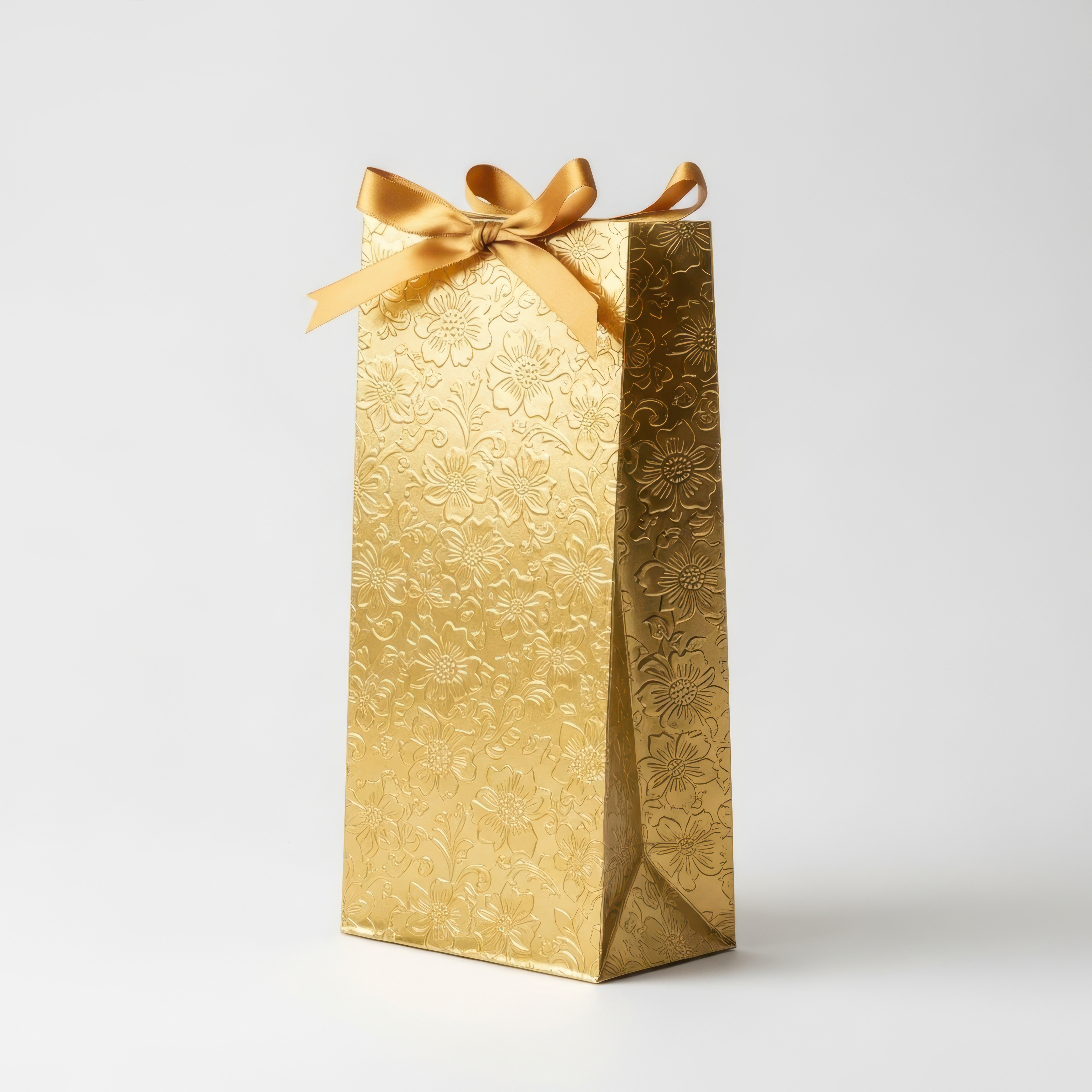Tall kraft paper gift bag.