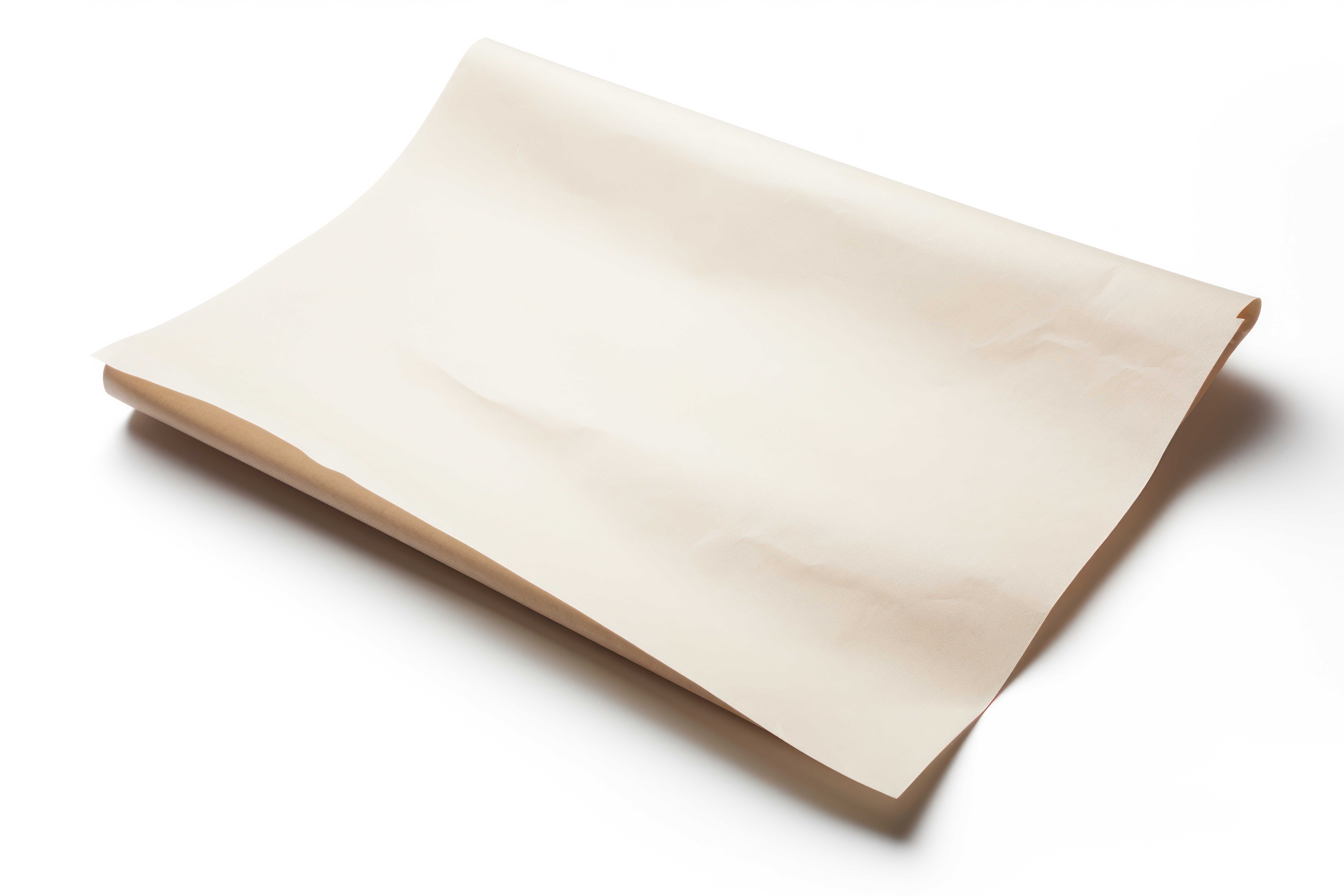 Plain kraft food paper sheet, folded flat.