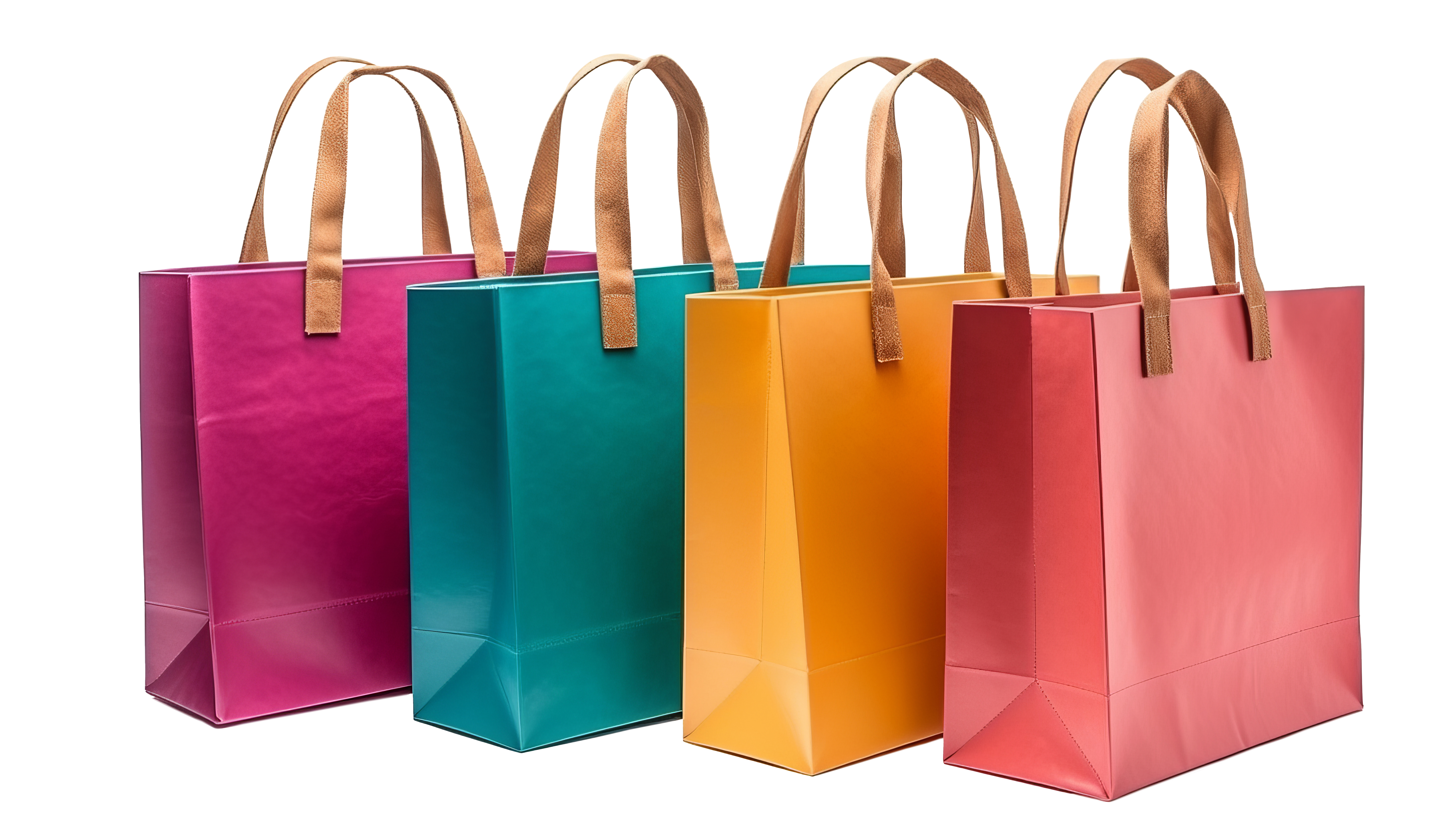 Colourful non-woven bags with handles.